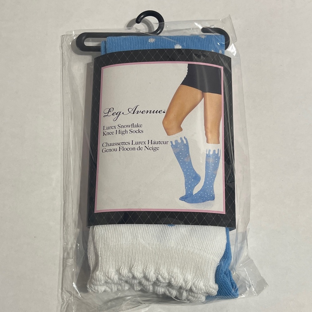 New Leg Avenue Snowflake Knee High Socks - Blue and White